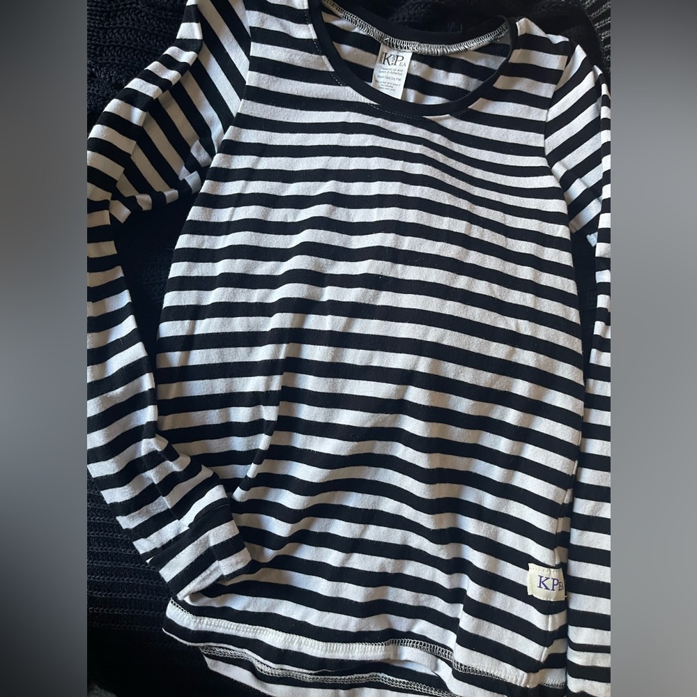 KPea - size 8 - black and white striped, long sleeve shirt - Used